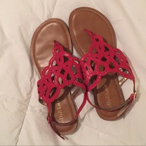 Red Flat Sandals Size 6